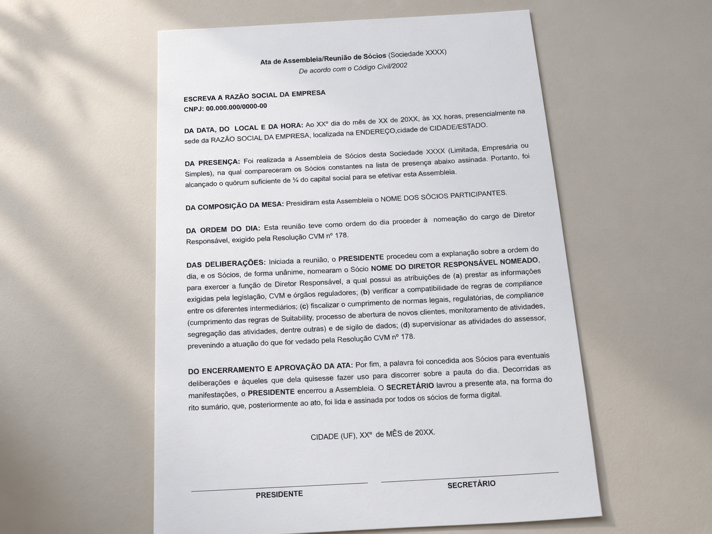 Página do material Modelo de Ata de Nomeação do Diretor Responsável