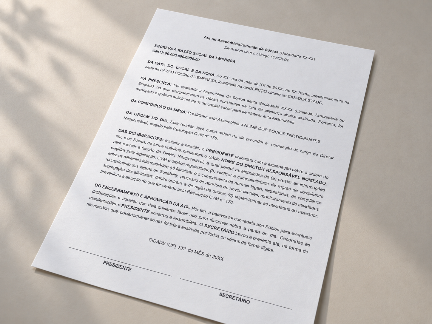Página do material Modelo de Ata de Nomeação do Diretor Responsável